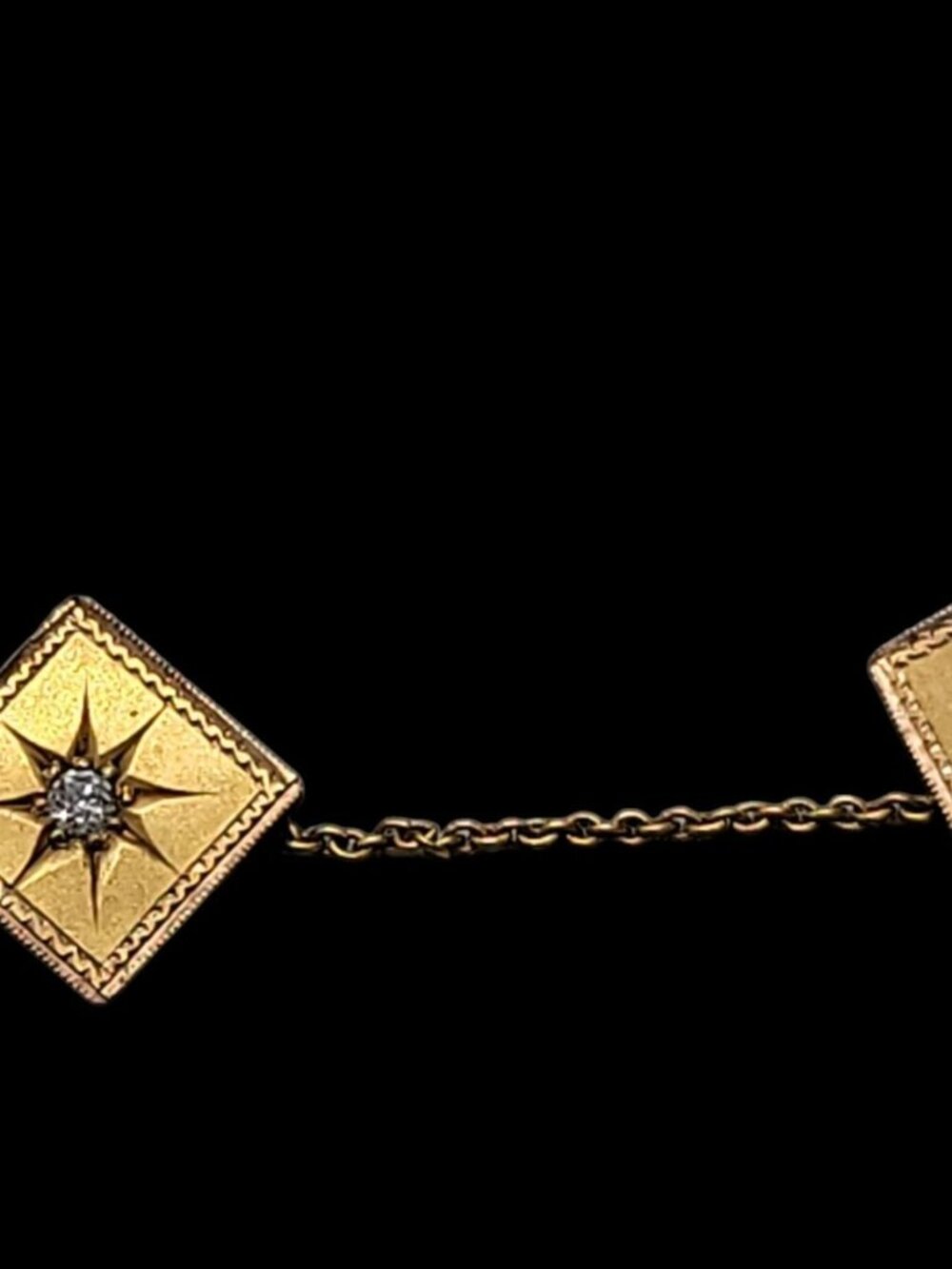 Edwardian Antique Solid Yellow Gold Sweater Clips Rough Diamond Starburst 1.12g - Picture 4 of 9